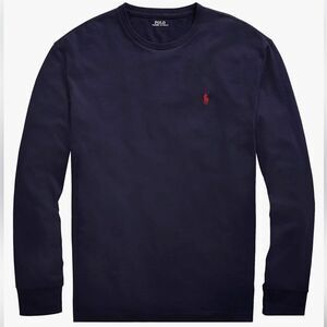Polo by Ralph Lauren Men's Navy Waffle-Knit Cotton Long-Sleeve T-Shirt large